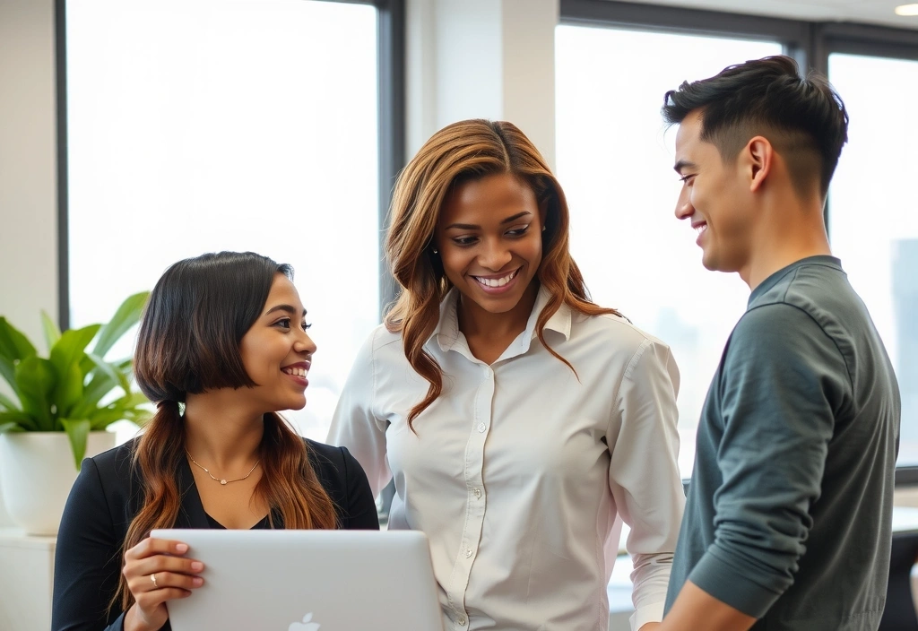 Echipa growthlayer în discuție strategică, zâmbitori și profesioniști