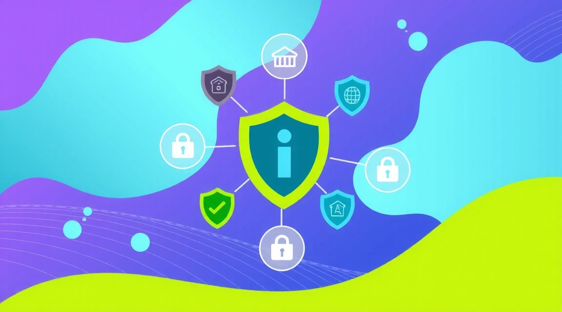 Ilustrație abstractă cu elemente de securitate cibernetică și date protejate, reprezentând confidențialitatea informațiilor.