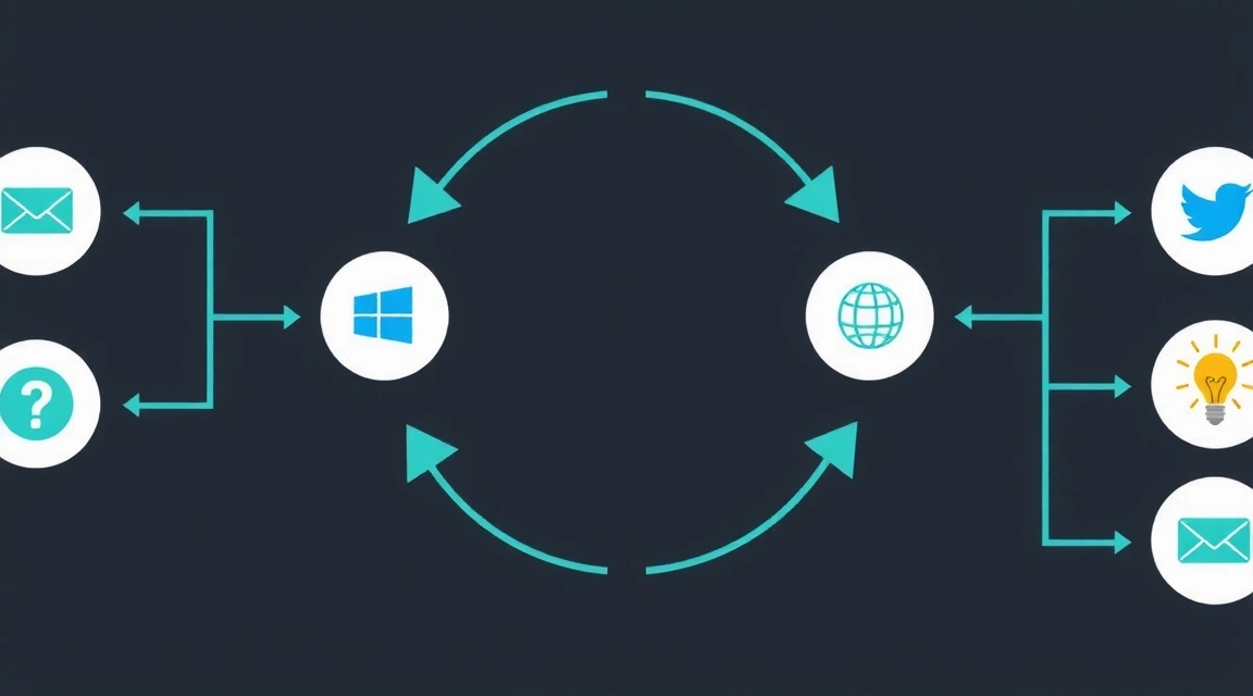 Imagine reprezentând legături web, cu săgeți care indică spre diferite site-uri, simbolizând interconectivitatea